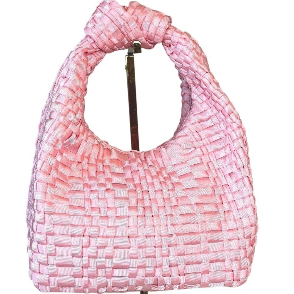 Maria La Rosa Mini Datolite‎ Handwoven Ribbon Bag Rosa Baby Pink Made Italy NWT
